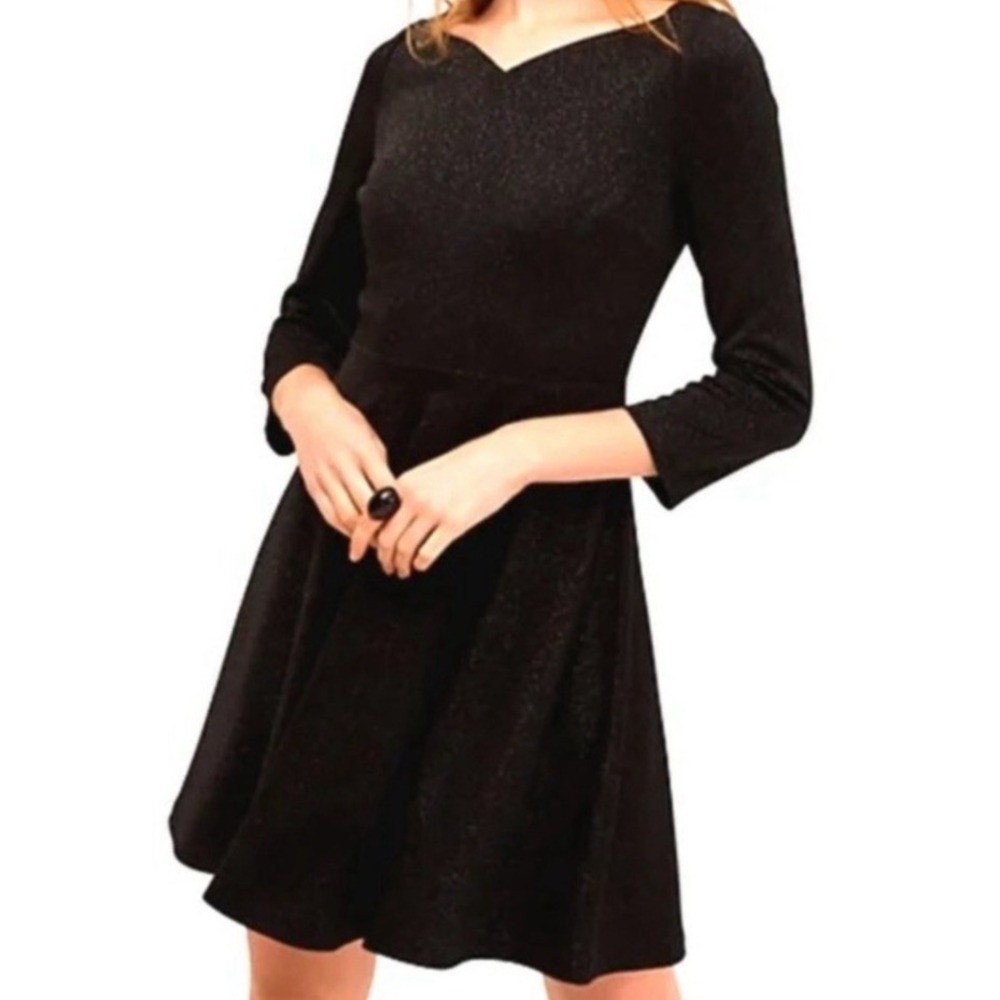NWOT Kate Spade Sparkle Ponte Fit and Flare Black Dress Womens Size 4 MRSP $198